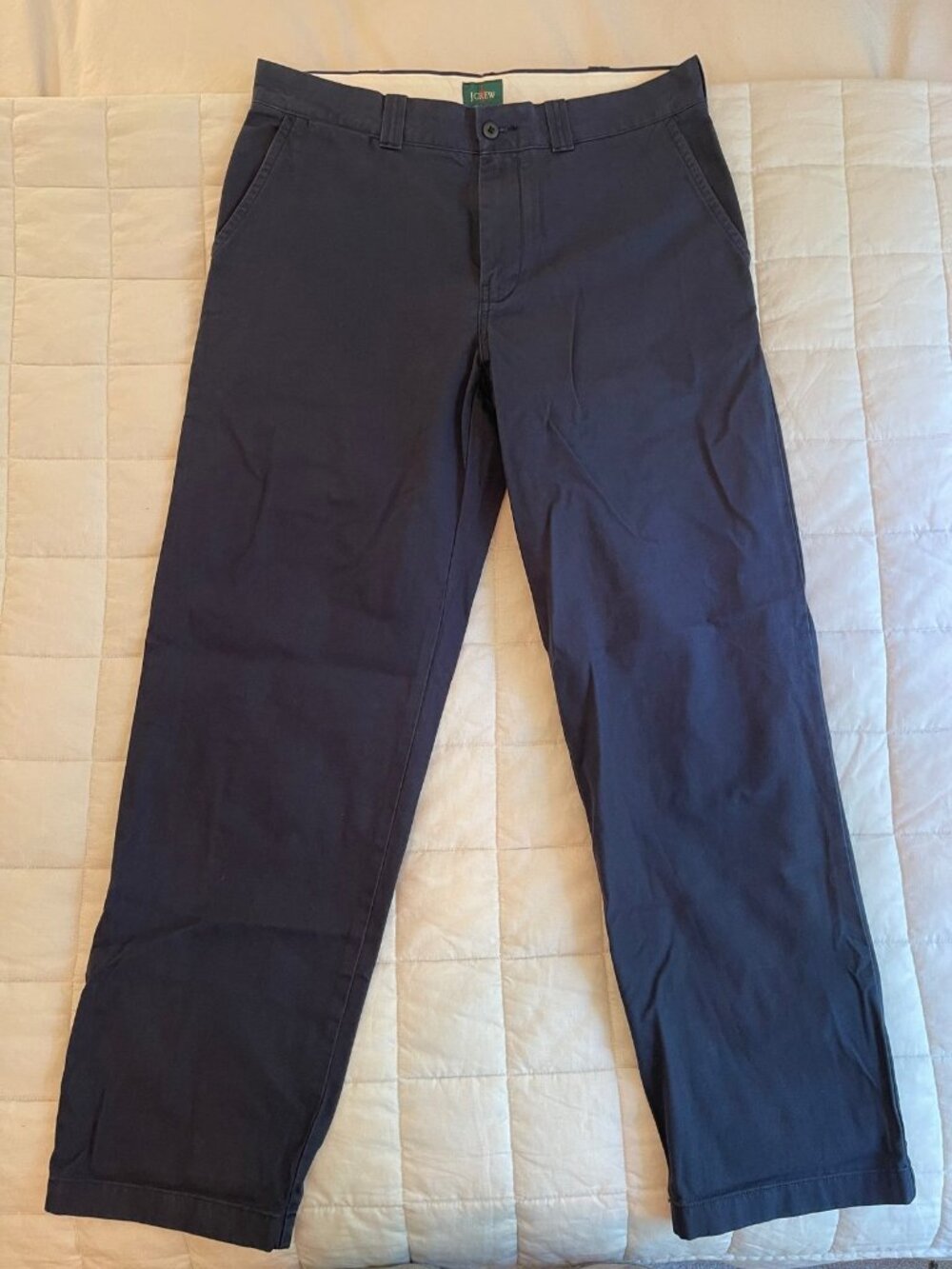 J.Crew Navy Canvas Chino Pants NWT W34 L32 Flat Front